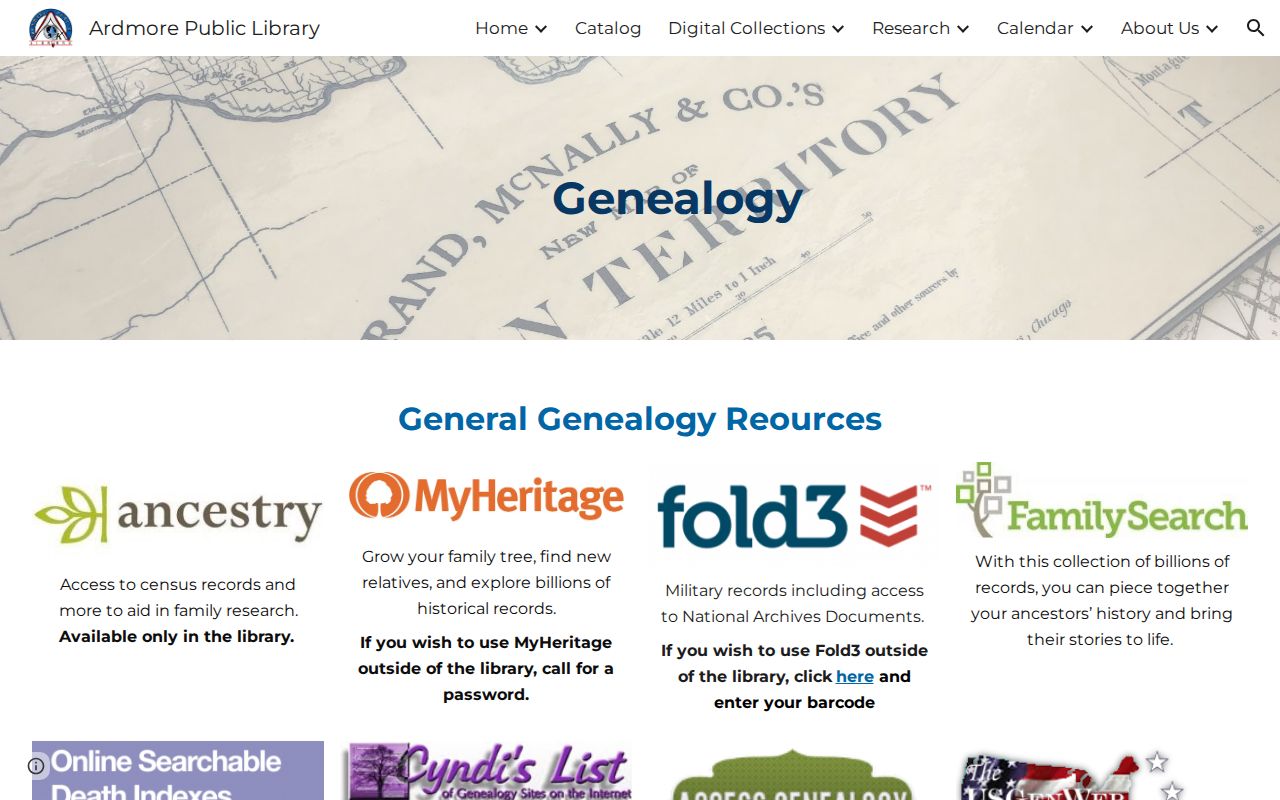 Ardmore residents directory library genealogy resources