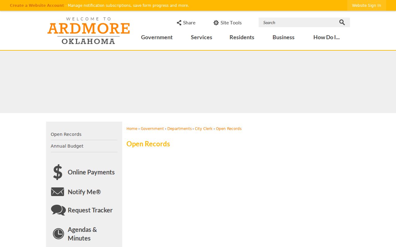 Ardmore residents directory open records request