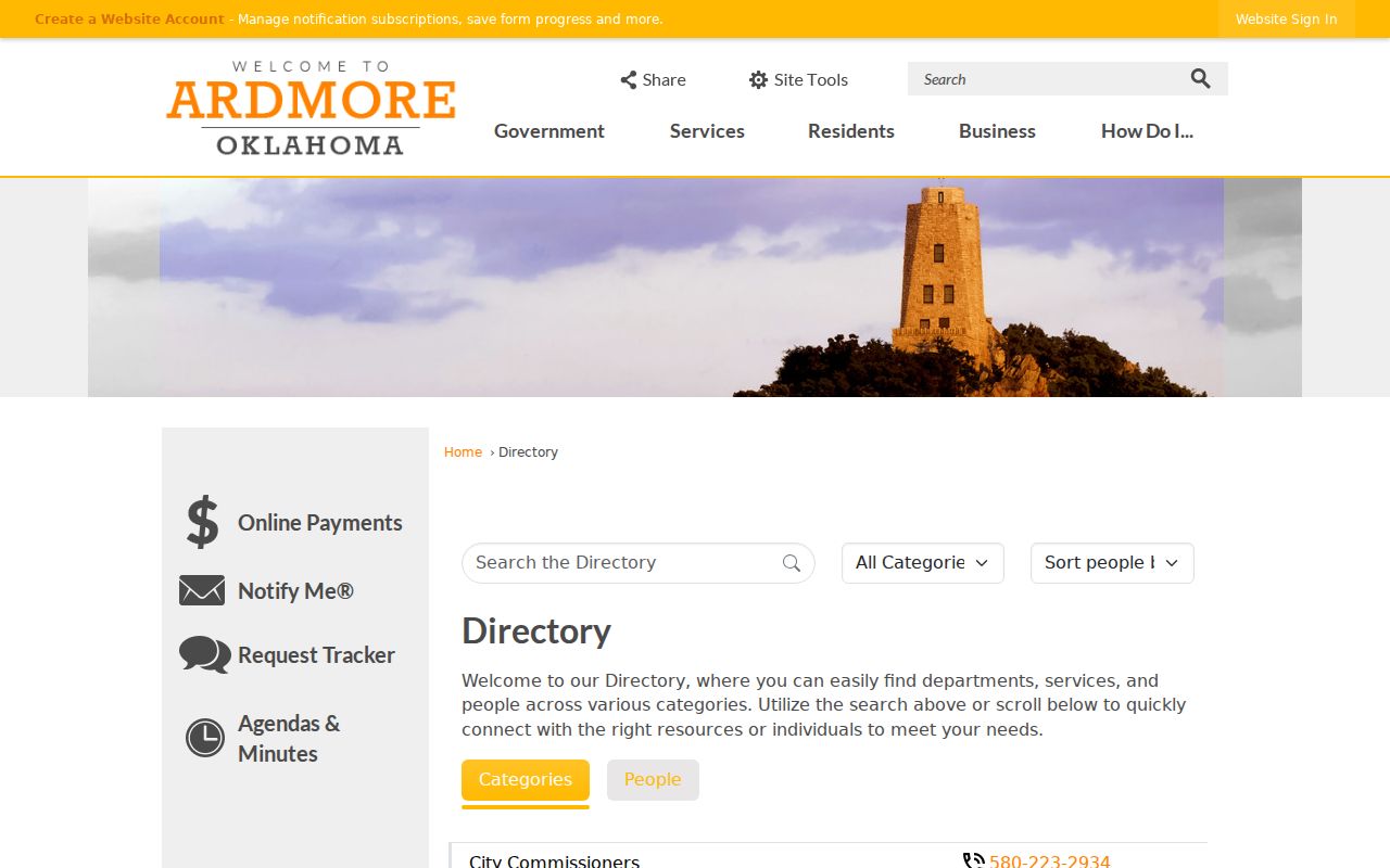 Ardmore residents directory city staff directory