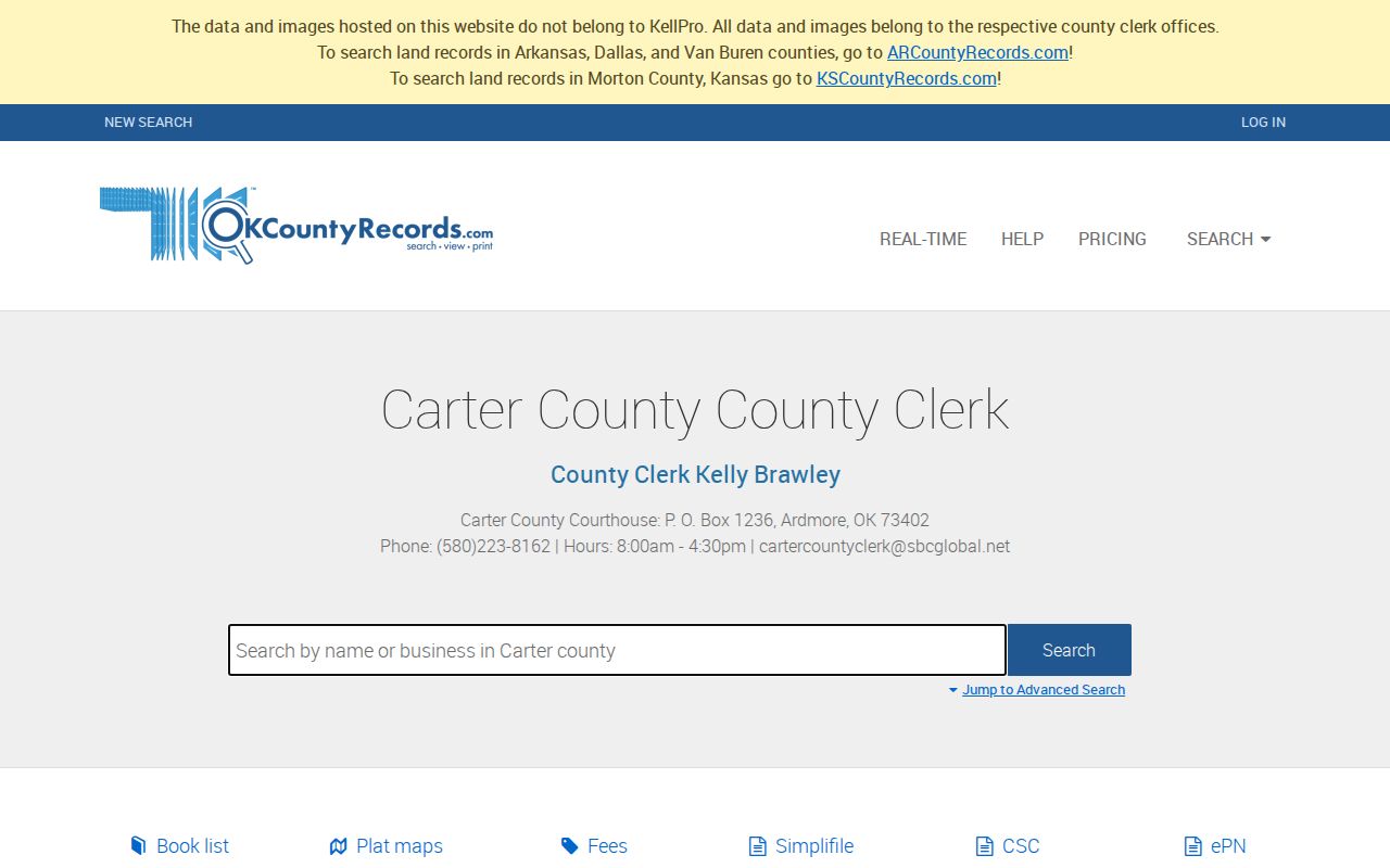 Ardmore residents directory Carter County deed index