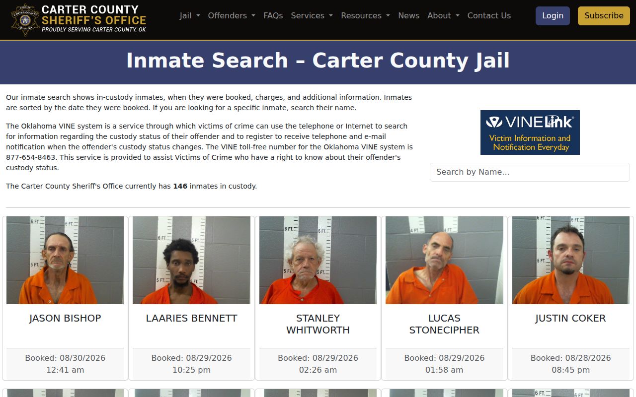 Ardmore residents directory Carter County inmate search