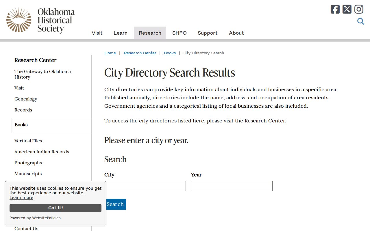 Ardmore residents directory Oklahoma Historical Society city directory search