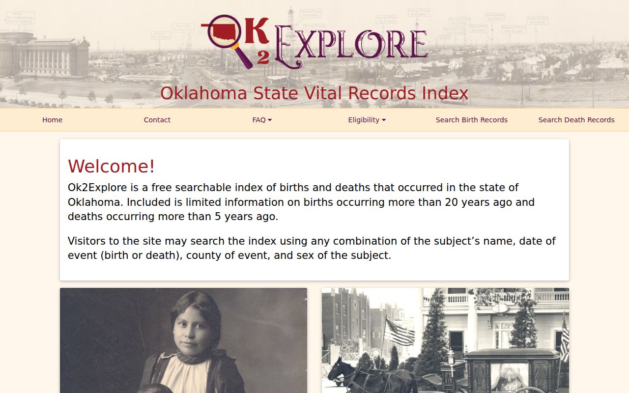 Ardmore resident lookup image of the Oklahoma OK2Explore vital record index